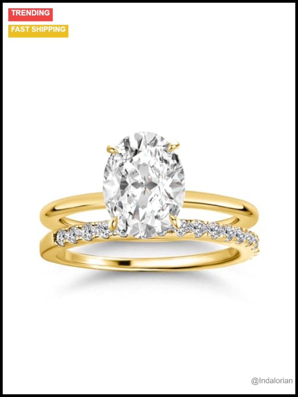 1.5CT Oval Cut Cubic Zirconia Bridal Wedding Ring Set S925 Silver